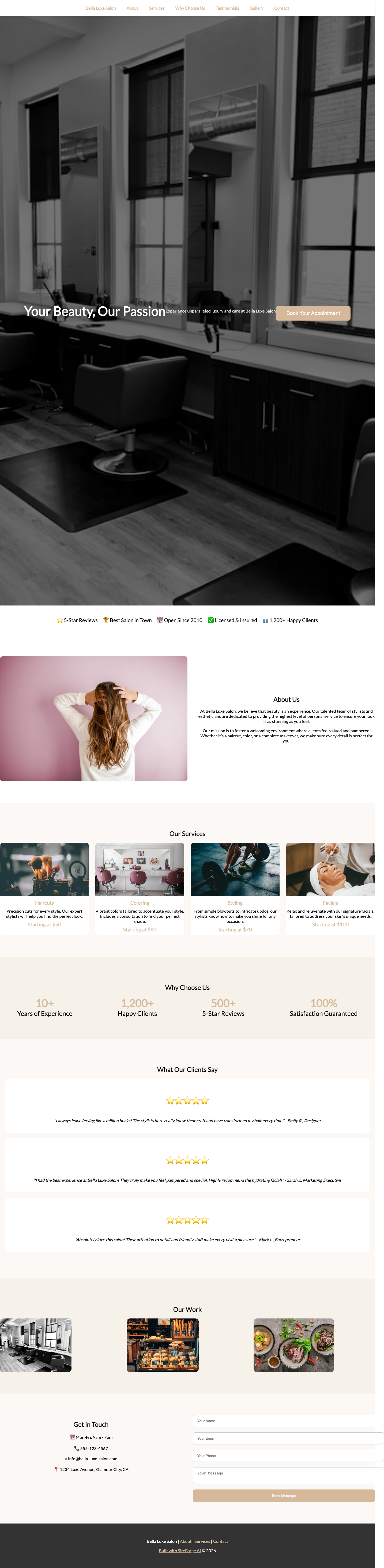 Example beauty and wellness website